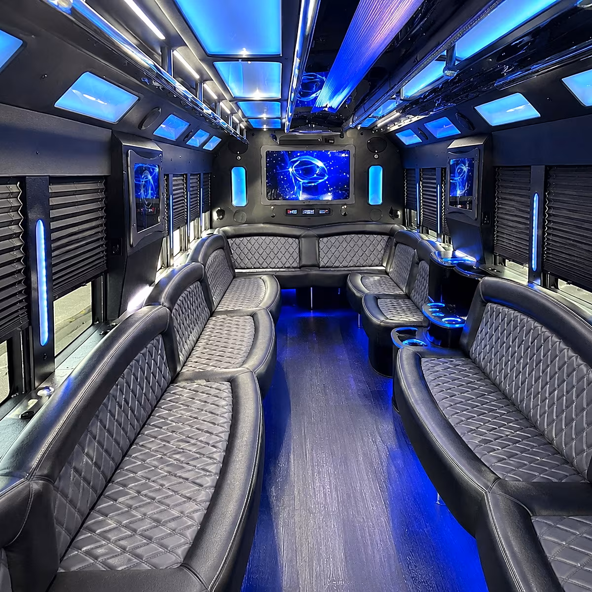 Miami Birthday, Sweet 16, & Quinceañera Transportation party bus interior