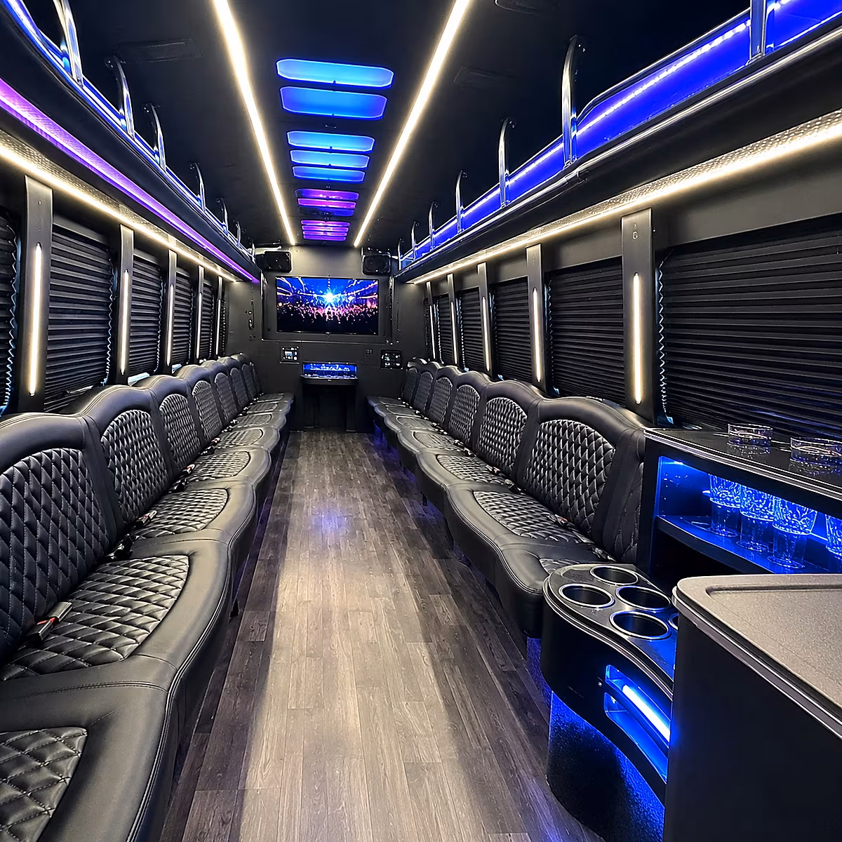 Miami Sporting Event Transportation party bus interior