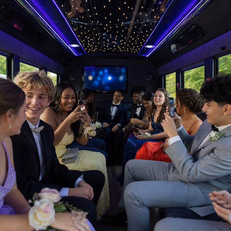 Black Mercedes Sprinter van staged for an Miami Prom & Homecoming Transportation group
